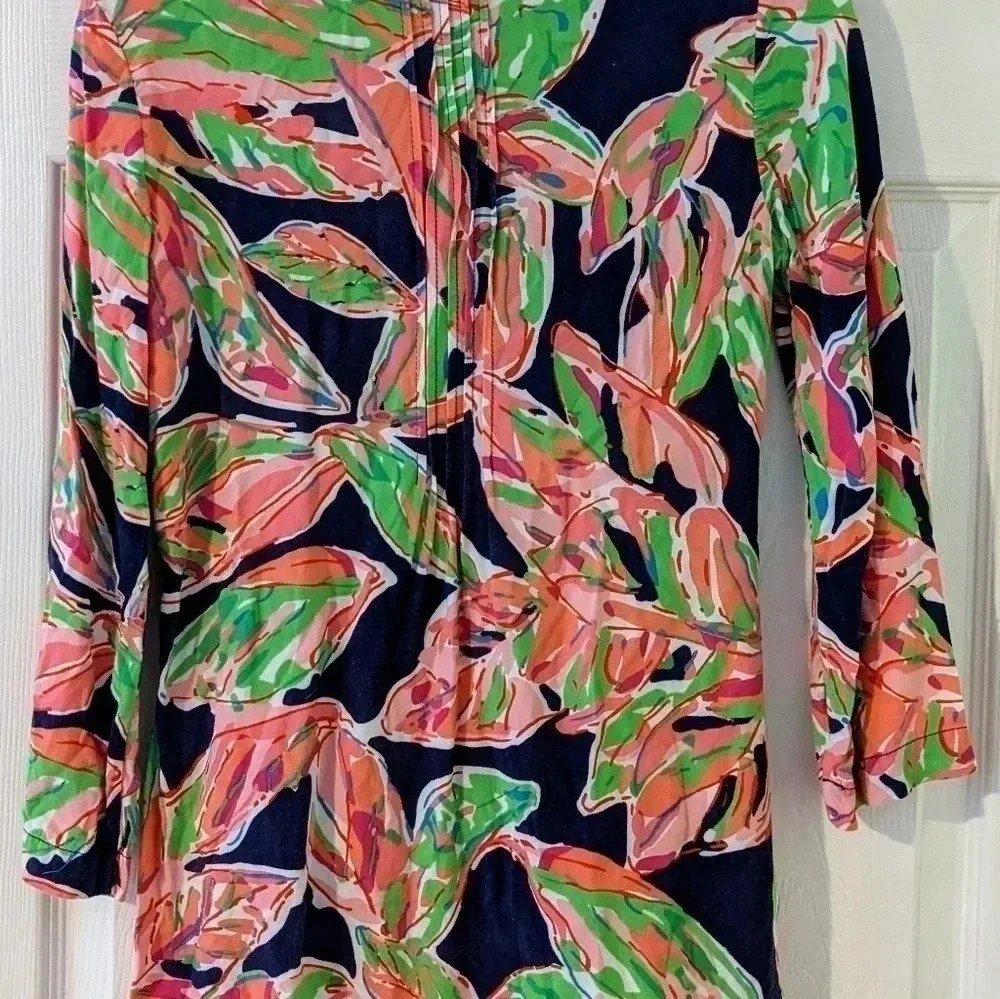 Lilly Pulitzer Navy‎ Floral Sarasota Tunic Size XXS